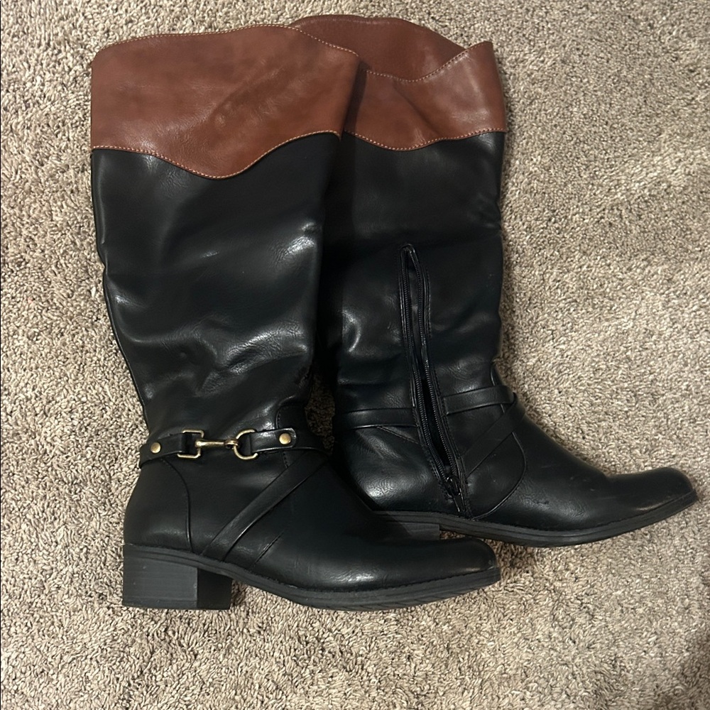 Rampage Black and Brown Over the Knee Boots